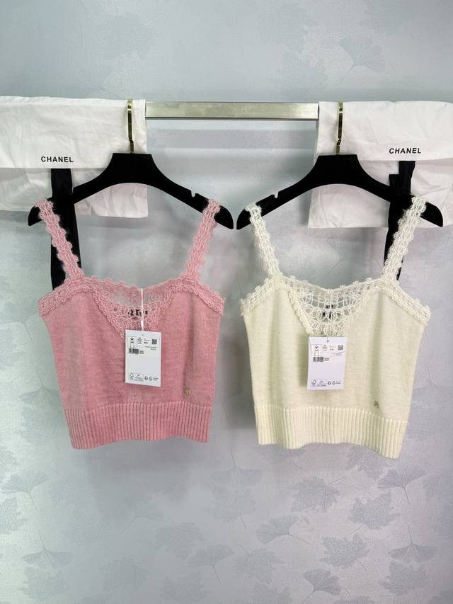 Chane* 2025 new crochet lace knit vest, custom-woven from Yb cotton and wool yar