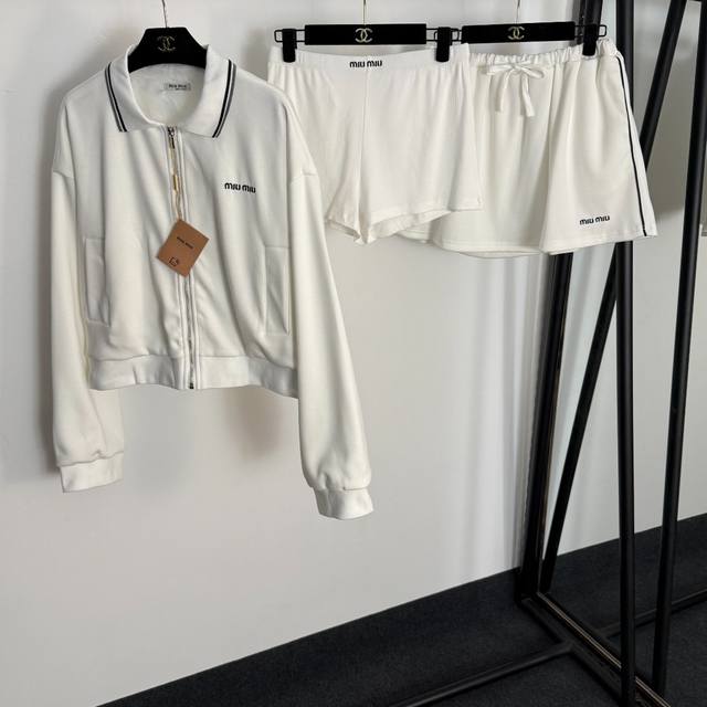Style No. 20255056 Miumi* newest suit, featuring a long-sleeved zippered jacket