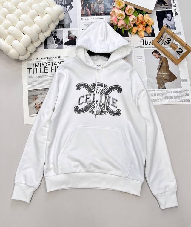 Celine 2025 new hooded distressed bleached lettered sweatshirt, custom YB origin