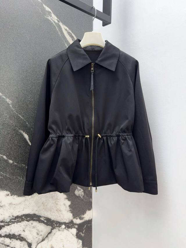 Loe 25Ss Early Fall New Arrival Lapel Jacket with Drawstring Waist Design and Fl