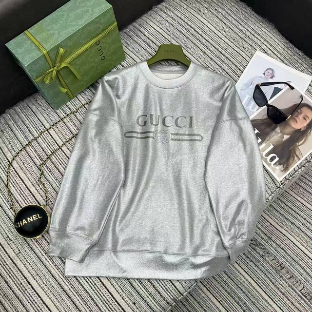 Highly recommend the Gucc* 25Fw new fall/winter letter-printed silver-stamped cr