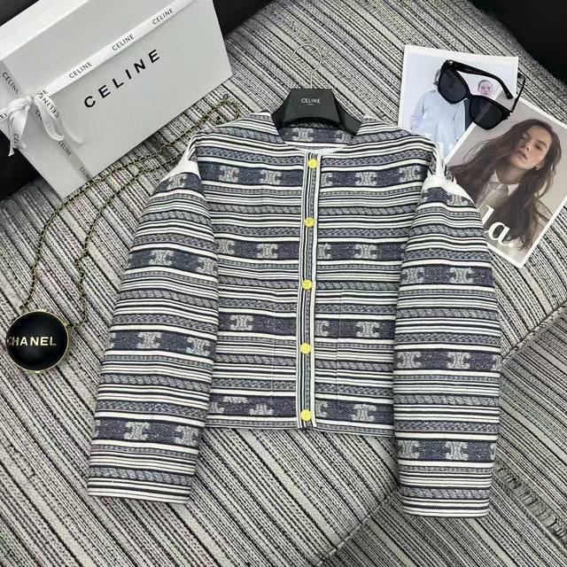 Highly recommend Celin*'s new 2025 Early Fall striped logo jacquard single-breas