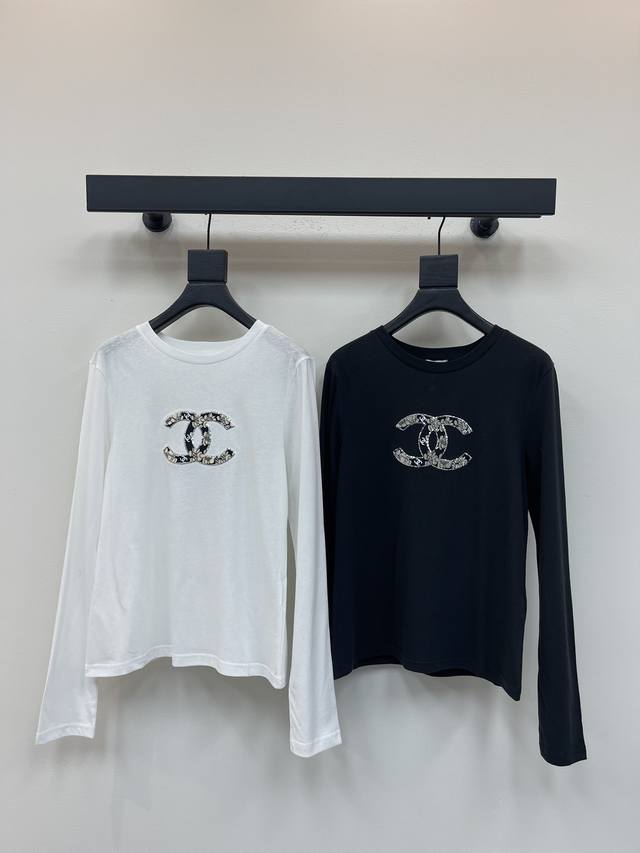 Chane*25 Early Fall new round-neck, beaded, embroidered, long-sleeved base top,