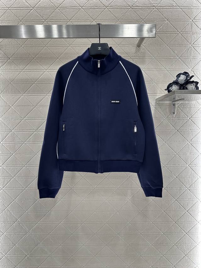 Miumi*2025 New Arrival: Zipper Jacket and Shorts Set. Made of custom Yb twill co