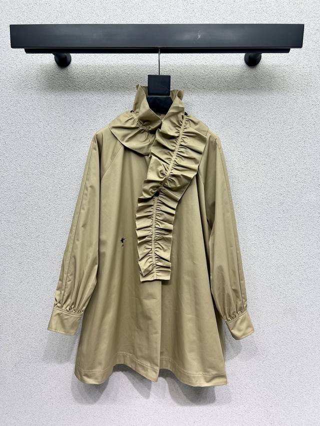 D's Little Bee Ruffle Khaki Shirt Dress ~ A classic, age-defying piece with a de