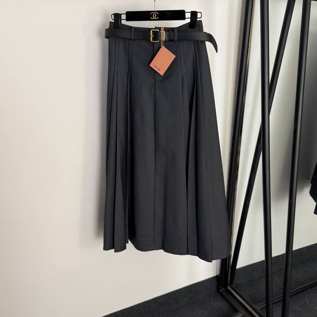 Style No. 20255031 Miumi* new style pleated high waist slim suit skirt, with be
