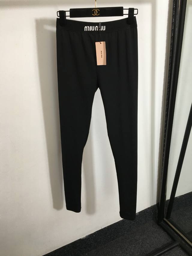 Style No. 1396 Miumi* new letter offset waist elastic tight leggings fitness pa