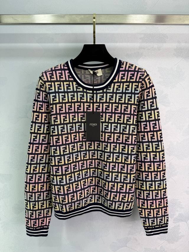 Fend* 2025 Early Fall new round-neck jacquard long-sleeved pullover sweater! Cra