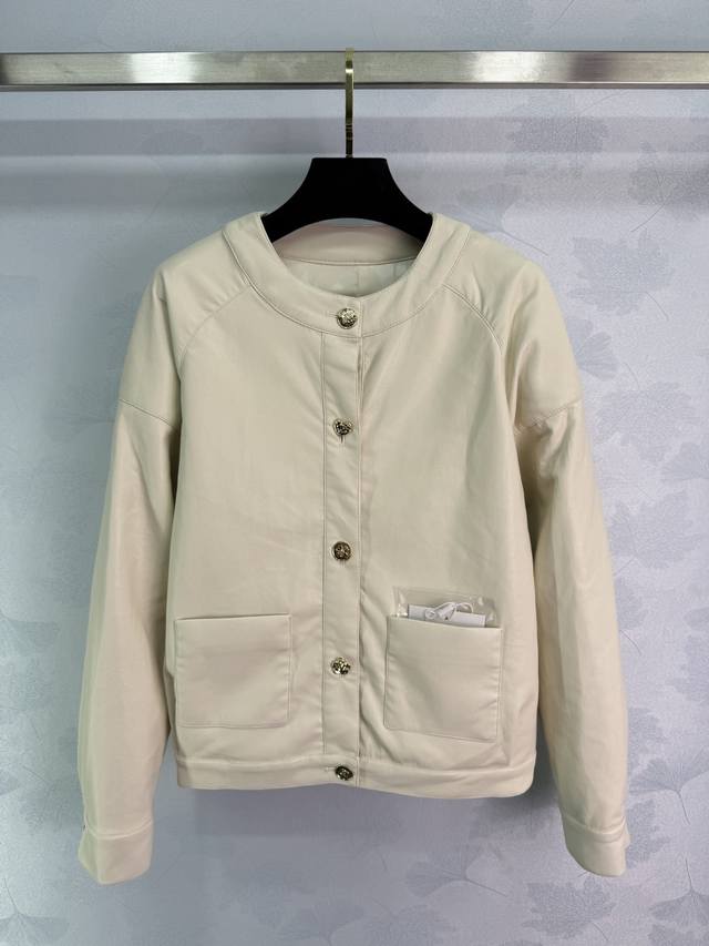 Chane*2025 new round-neck leather jacket and trousers set, custom-made with impo
