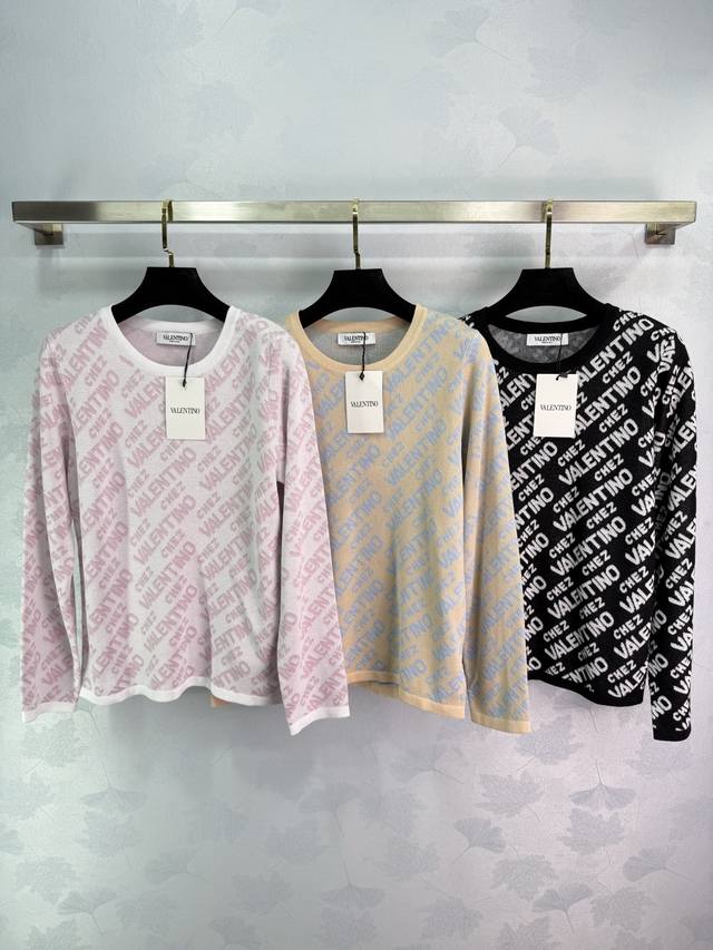 Va* 2025 Early Fall new round-neck jacquard logo knit long-sleeves! Custom-woven