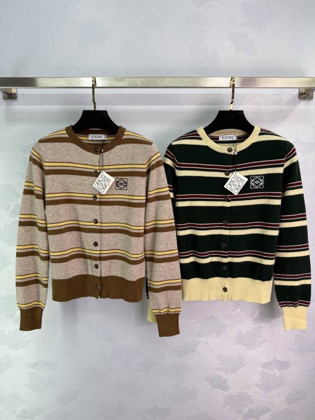 Loew*2025 Early Fall new colorful striped long-sleeved cardigan! Custom wool kni