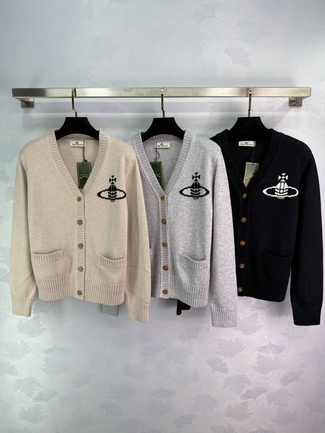 Xitai* 2025 Early Fall new double-pocket Saturn jacquard V-neck knit cardigan!