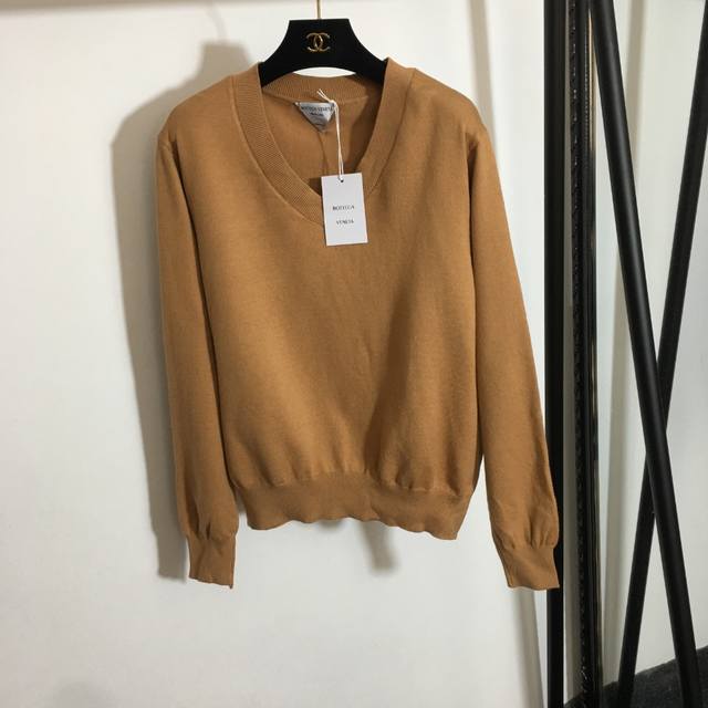 Style No. 5254 Bottega*Bv new solid color versatile V-neck long-sleeved pullove