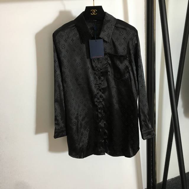 Style No. 2203 Lv* New All-over Old Flower Logo Jacquard Lapel Long Sleeve Shir
