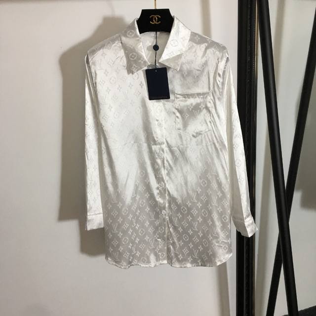 Style No. 2203 Lv* New All-over Monogram Logo Jacquard Lapel Long-sleeved Shirt