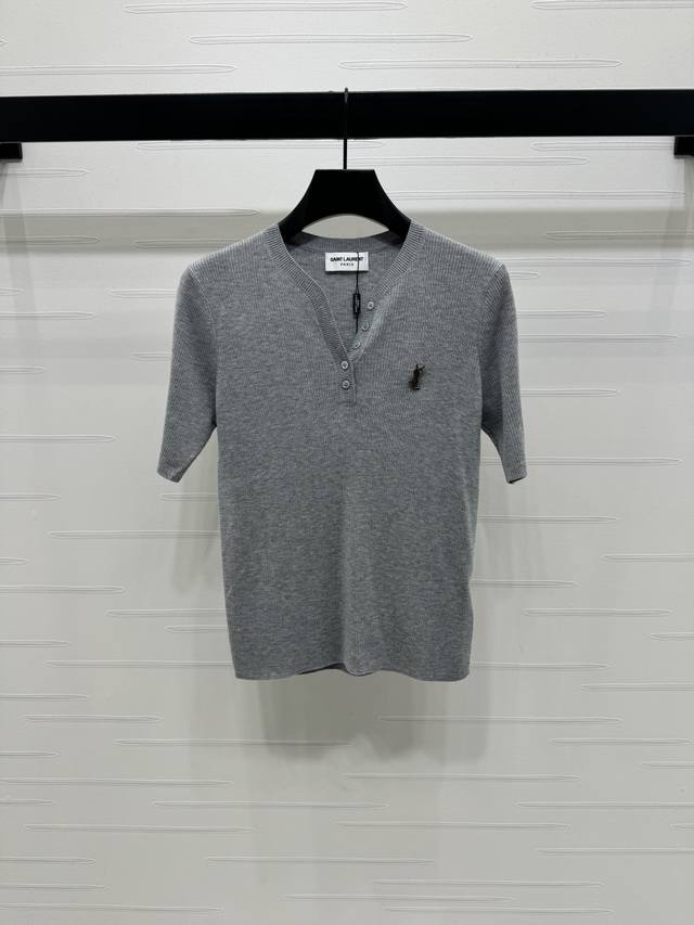 New, original, high-end Ysl* 2025 Early Fall collection! Button-on V-neck knitt