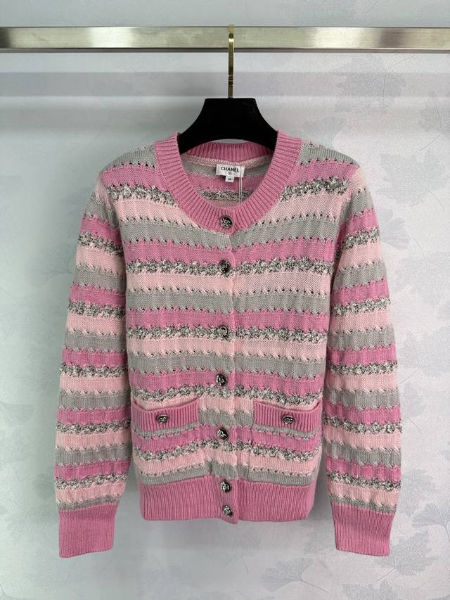 Ch* New 2025 Early Fall colorful striped crocheted cardigan! Custom cashmere kni
