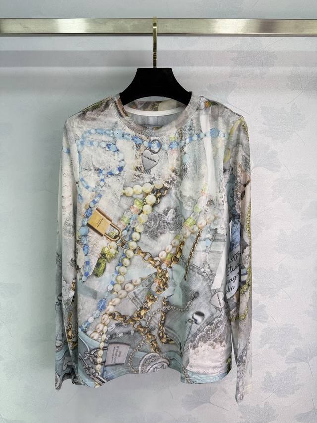 Ac*25 New Autumn/Winter Pearl Chain Print Long Sleeves Super Beautiful Design Me