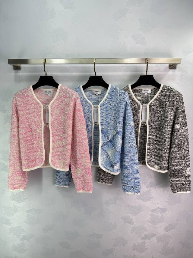 Ch* 2025 Early Fall new style, contrast-edged knitted cardigan! Made of custom w