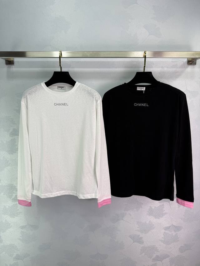 Ch*25 New early autumn long-sleeved T-shirt with a small logo on the chest, simp