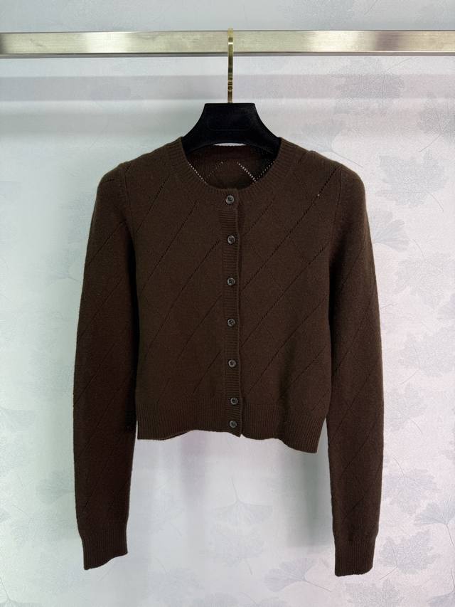 Pr*25 New autumn and winter diamond pattern cashmere cardigan with round neck de