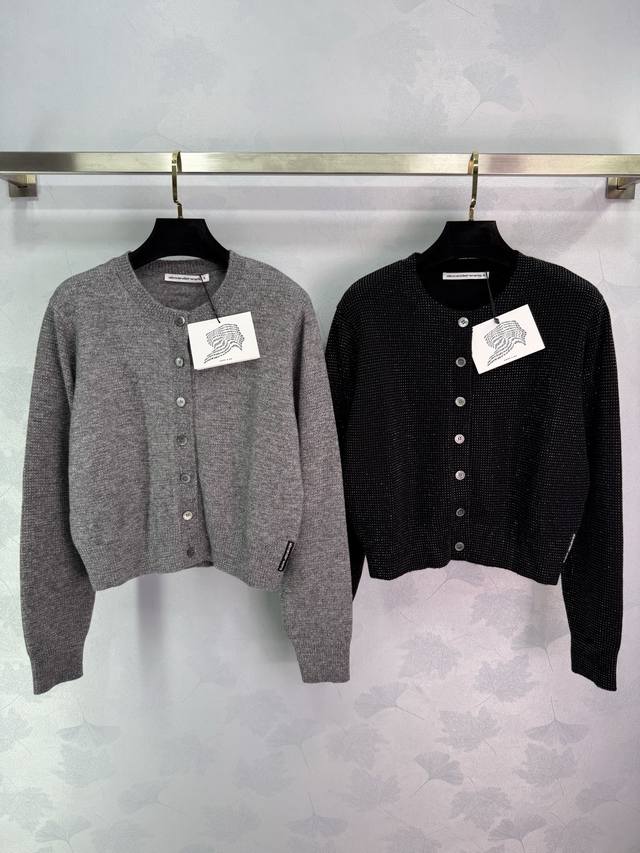 Ale*25 New Early Fall Diamond-Filled Round Neck Cardigan Custom Wool Hot Diamond