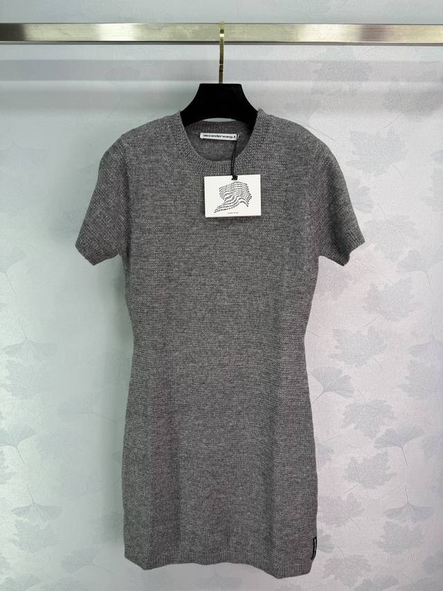 Ale*25 New Early Autumn Diamond Round Neck Short Sleeve Dress Custom Wool Hot Di