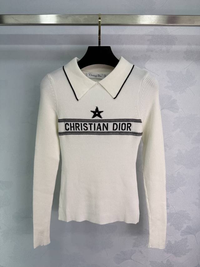 Dio*2025 Early Autumn New Five-pointed Star Lapel Sweater Yb Wool Material Soft