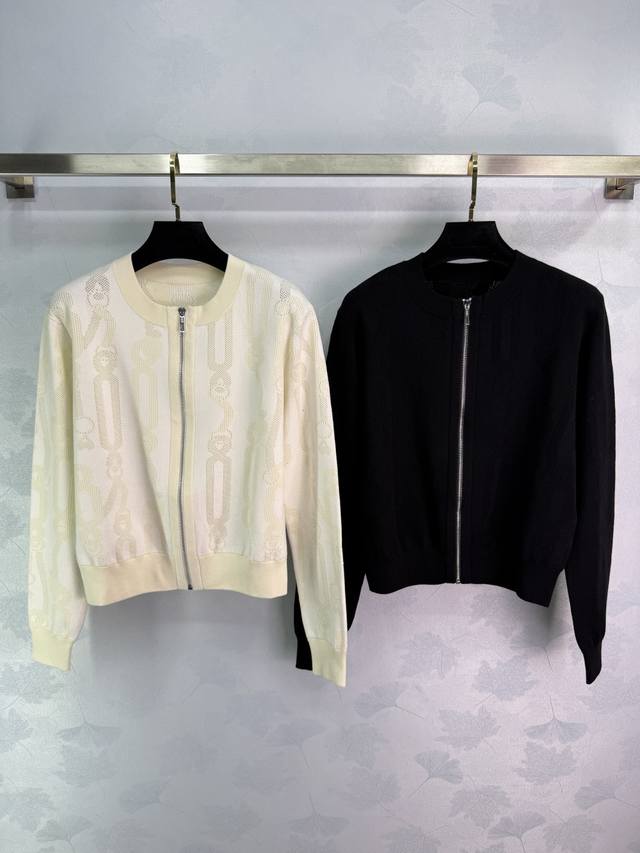 He*25 New Early Fall Knit Cardigan Zipper Design Hollow Chain Pattern Fabric Sof