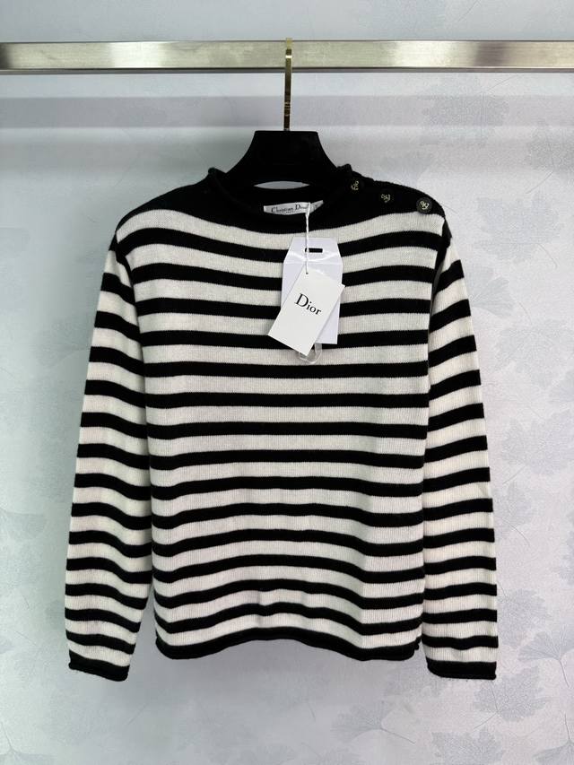 Dio* New 2025 Early Fall striped knit long-sleeve top! Custom-woven from importe