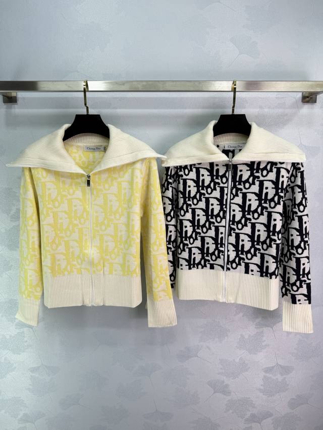 Dio*25 Early Fall new style knitted cardigan with logo, lapel design, zipper clo