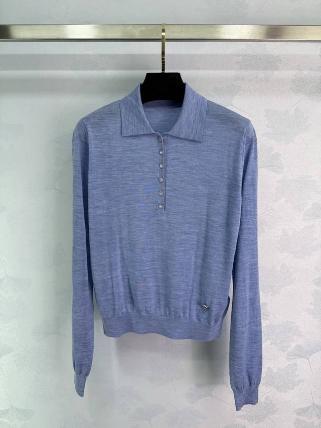 1:1 replica of the top version of Lou2025 new Polo collar, long sleeves, diamond