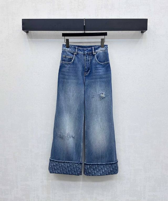 Dio*2025 New Arrival High-waisted, bleached denim trousers, custom-made from imp