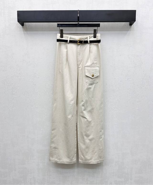 Ysl Saint Laurent* 2025 New Arrivals. High-waisted straight-leg jeans, custom-ma