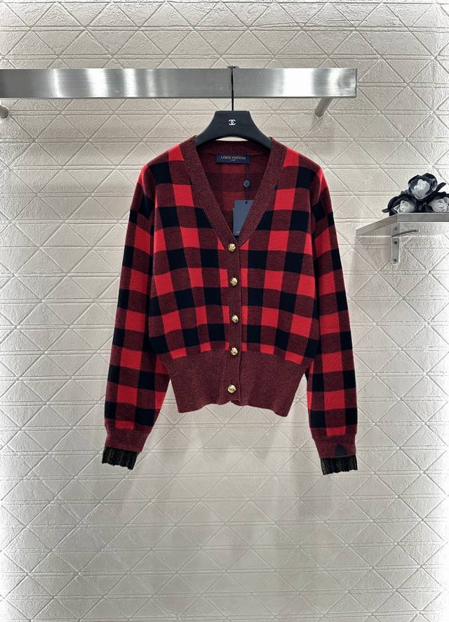 Louis Vuitto* 2025 New Arrivals: Plaid Knit Cardigan. Custom-made from Yb cashme