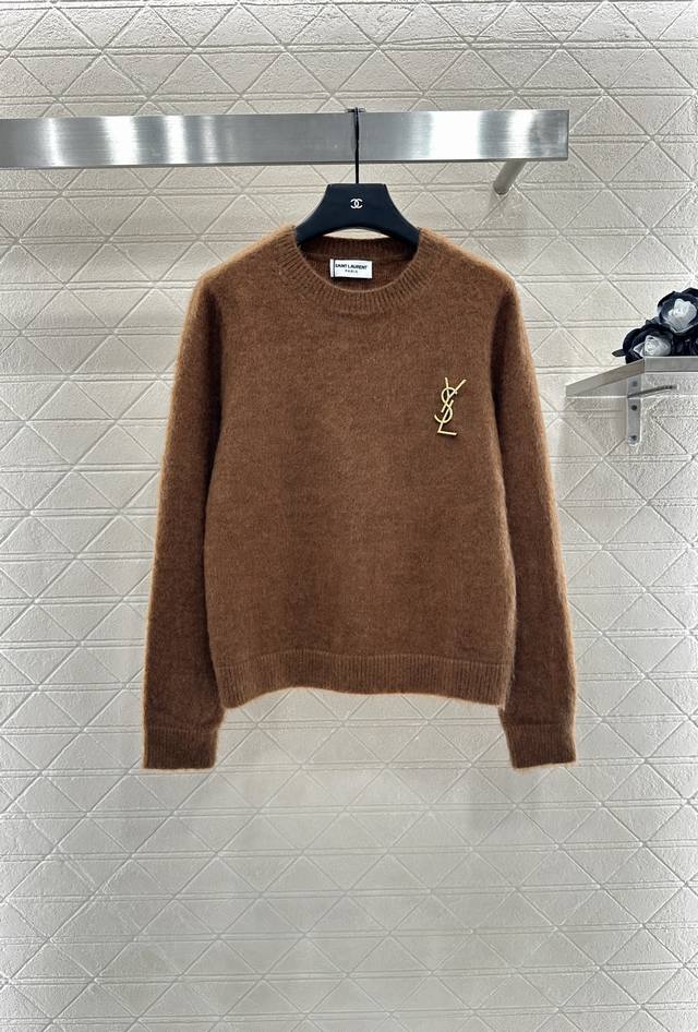 Sanint Lauren* 2025 New Arrivals: Brooch and Letter Knit Sweater. Custom- woven