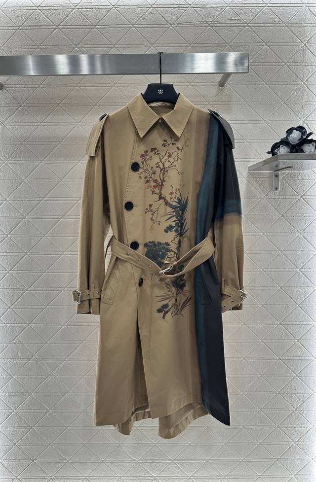 Dio* 2025 New Arrivals New Chinese-Style Belt Trench Coat Custom Yb imported cot
