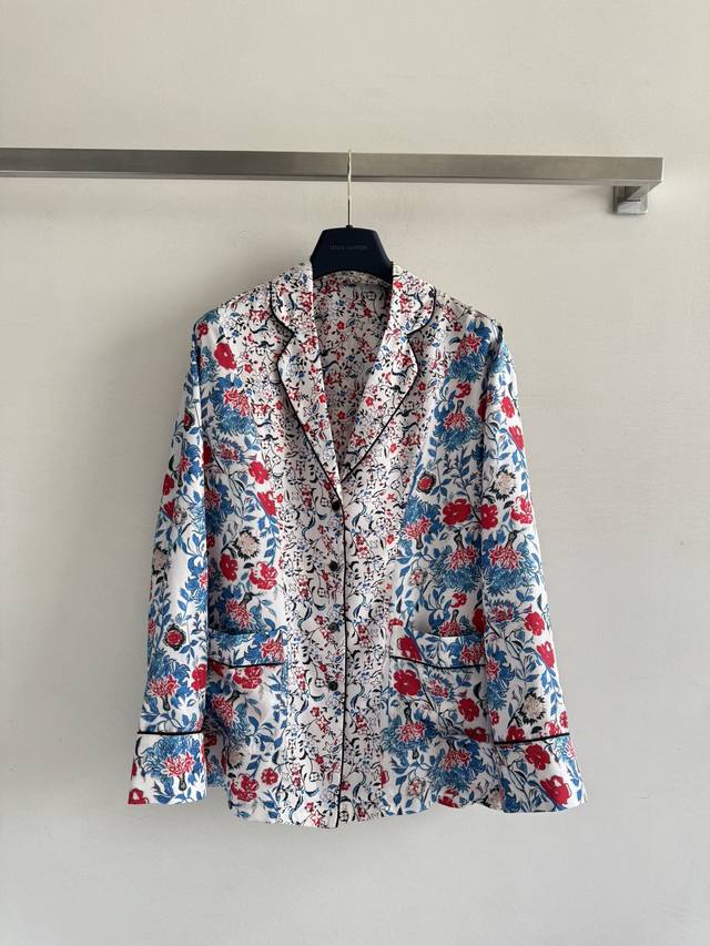 Louis Vuitto*25Fw New French retro floral silk shirt. Romantic floral print, cas
