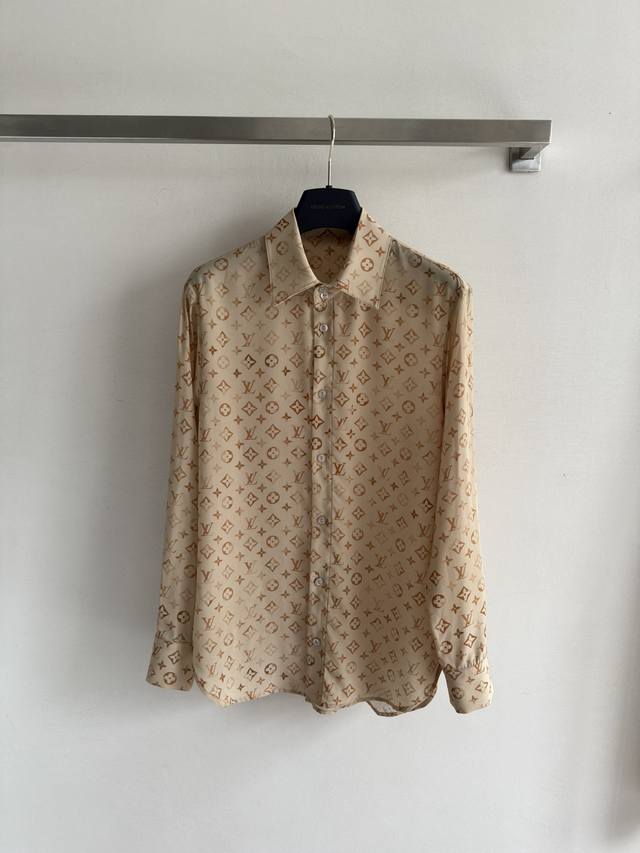 Louisvuttn* 25 New early autumn classic old jacquard shirt silk silky delicate e