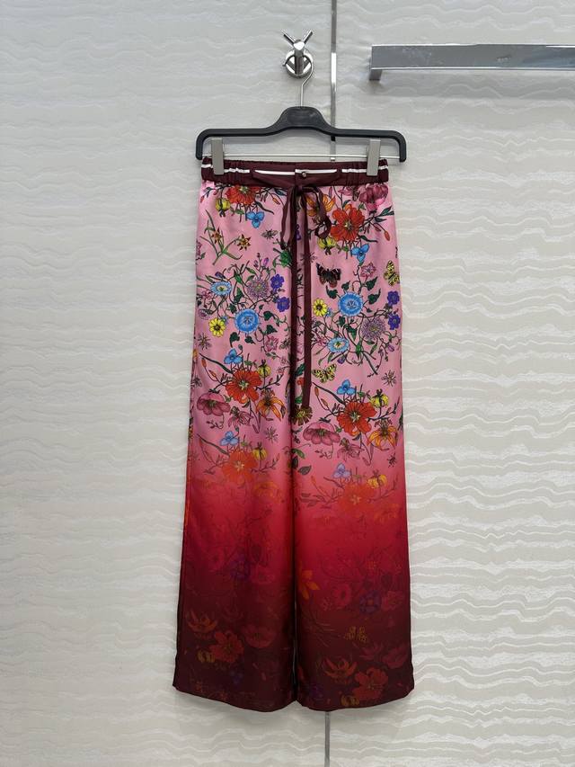 Exclusive first-run, original quality GG romantic vacation print silk straight-