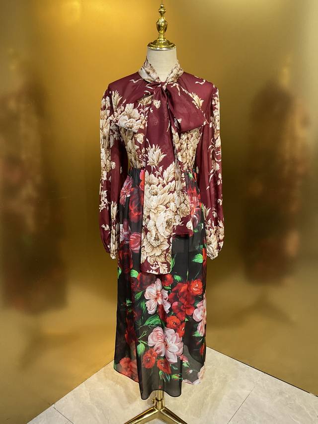 Dg Red bottom apricot rose 10 momme silk chiffon loose fashion shirt Smlxlxxl 20