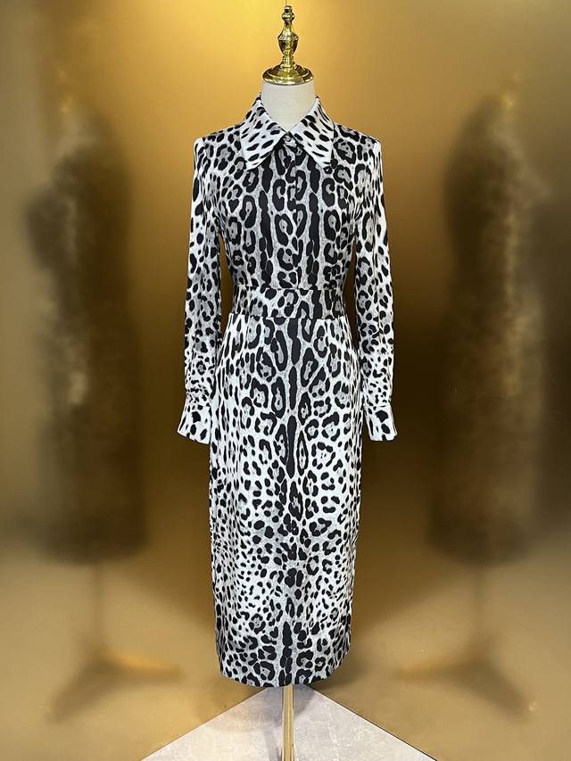 Dg new original 1: 1 gray leopard print 19 Mommy double Joe long-sleeved silk sh