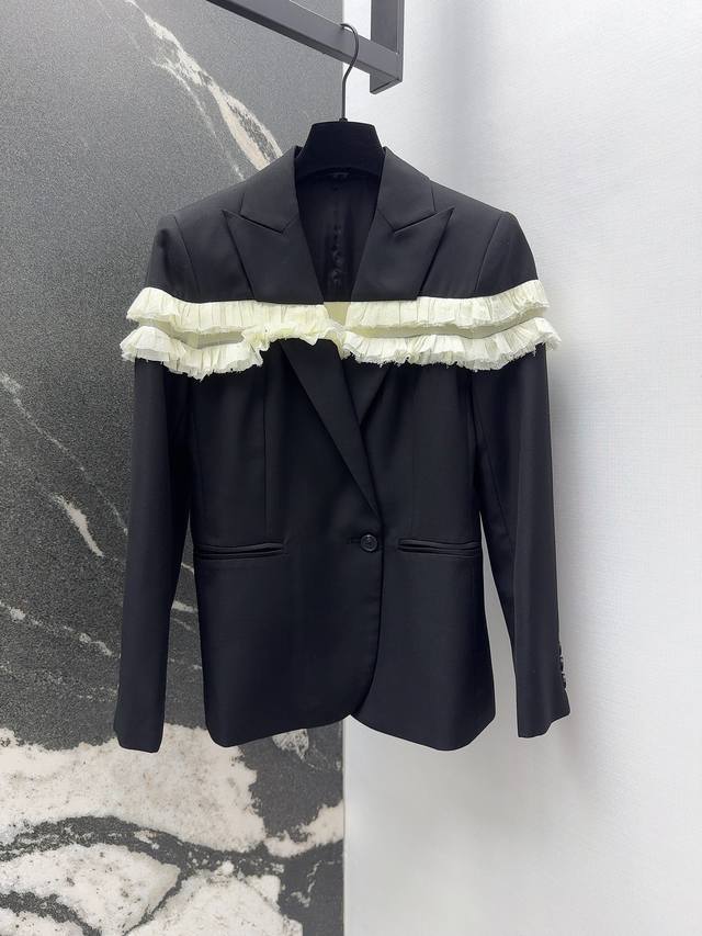 Mcq autumn and winter new arrival patchwork wood ear lace suit jacket with three