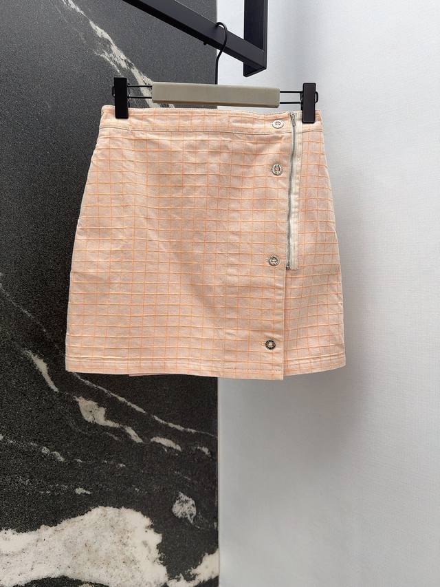 Her 25Ss Early Fall New Arrival Classic Plaid Side Zipper Denim Skirt Original C