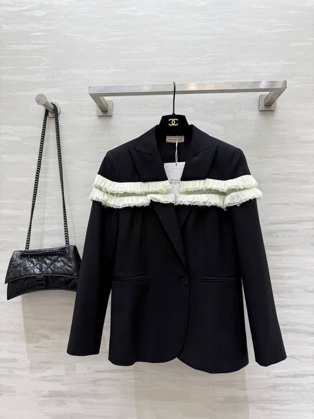 Alexander Mcquee2 Early Autumn New Lace Decoration Design Suit Jacket High Quali