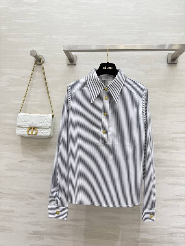 Celin2 Early Autumn New Gold Button Decorated Shirt High Quality Spot First Rele