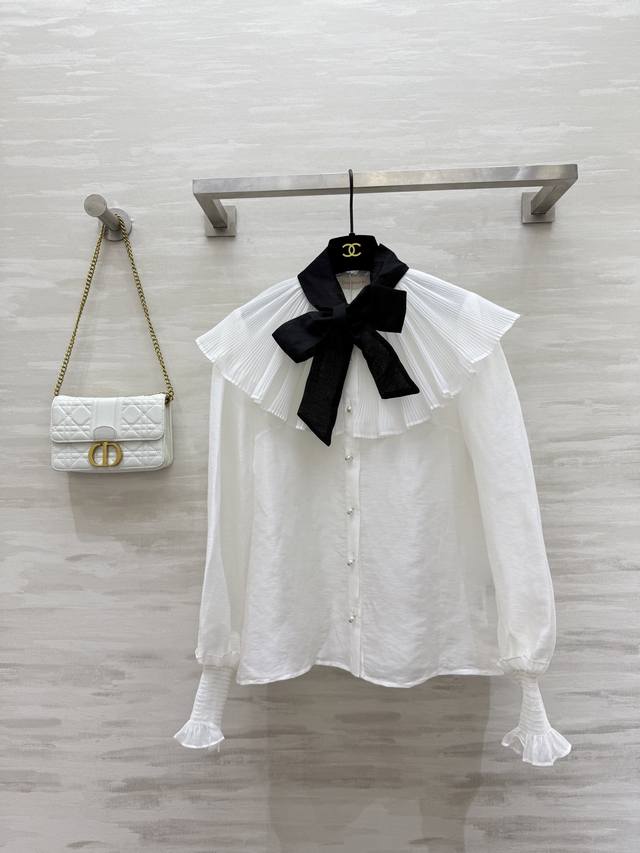 Zimm2 early autumn new contrast color ribbon tie shirt romantic and elegant impo