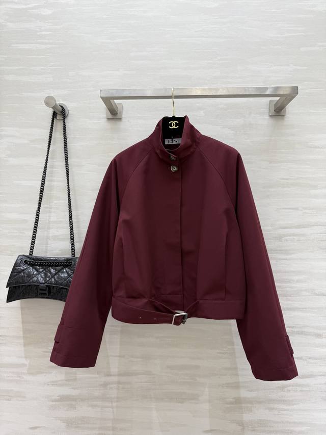 Loew2 Burgundy Red Stand Collar Trench Coat This new Burgundy Red Stand Collar T