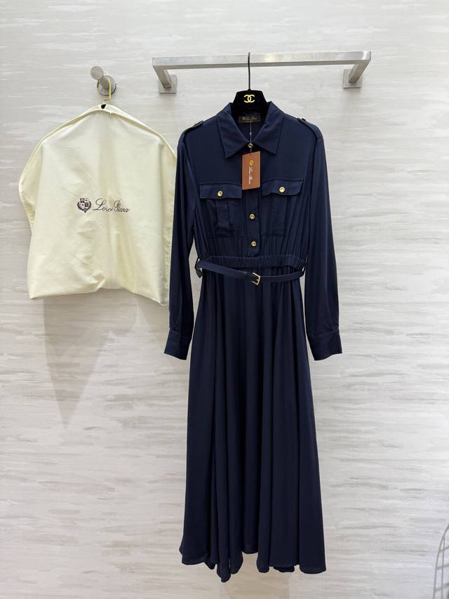 Lp3 New early autumn style metal button epaulette shirt-style dress with elegant