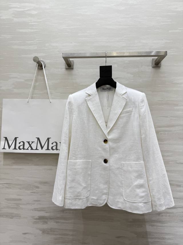 Maxmar2 Early Autumn New Minimalist Linen Suit Jacket Minimalist wide shoulder H